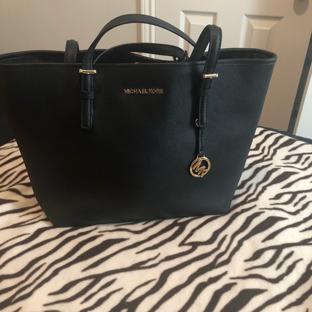 Black leather Michael Kors tote. Brand new.